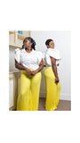 Yellow Palazzo Pleaded Bottoms